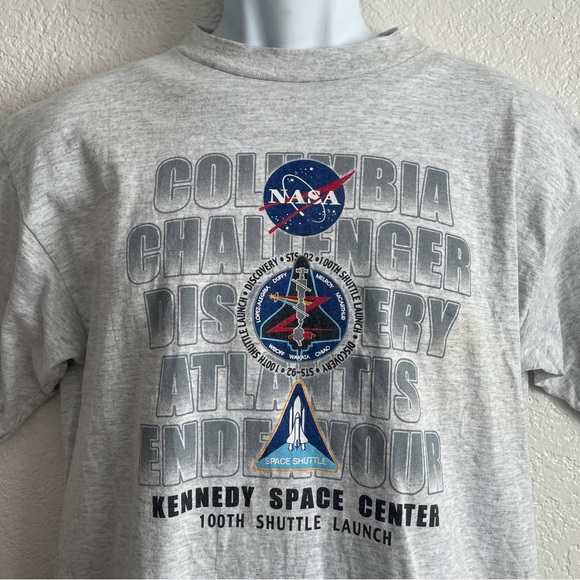 Vintage Nasa Discovery Shuttle Kennedy Space Center T-Shirt Tee LARGE Grey 2000 - Picture 3 of 6